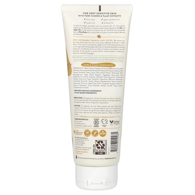 Babo Botanicals, Sensitive Baby, Lotion hydratante, sans parfum, 237 ml (237ml) white