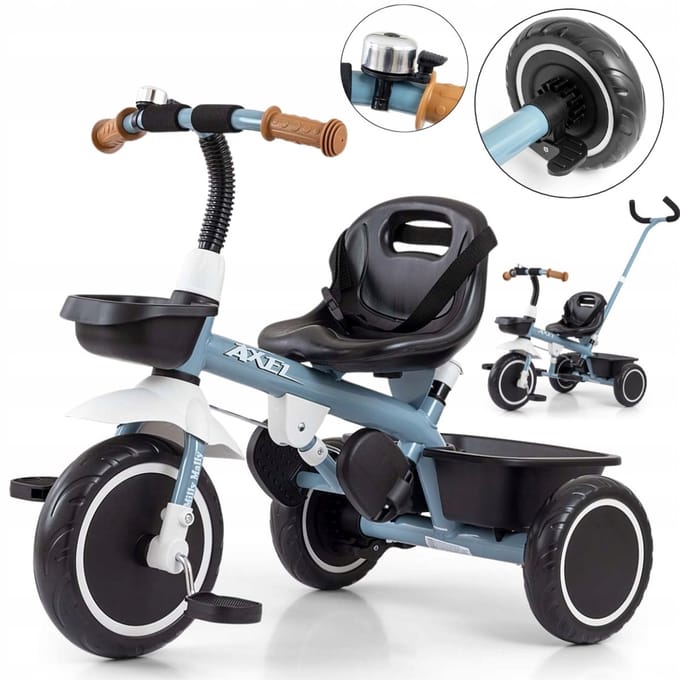 Milly Mally Axel Loopfiets 2-in-1 met Duwstang - Denim Blauw