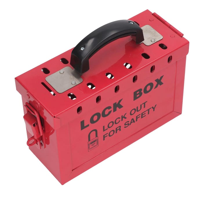 Lockout Tagout Box Draagbare Veiligheid 13 Gauge Lockout Tagout Groepsvergrendelbox Voor OSHA-naleving Groep black