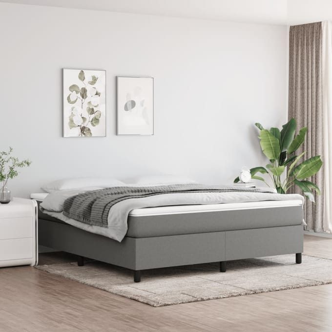vidaXL - Boxspring - bed - stof - donkergrijs - 180x200 - cm