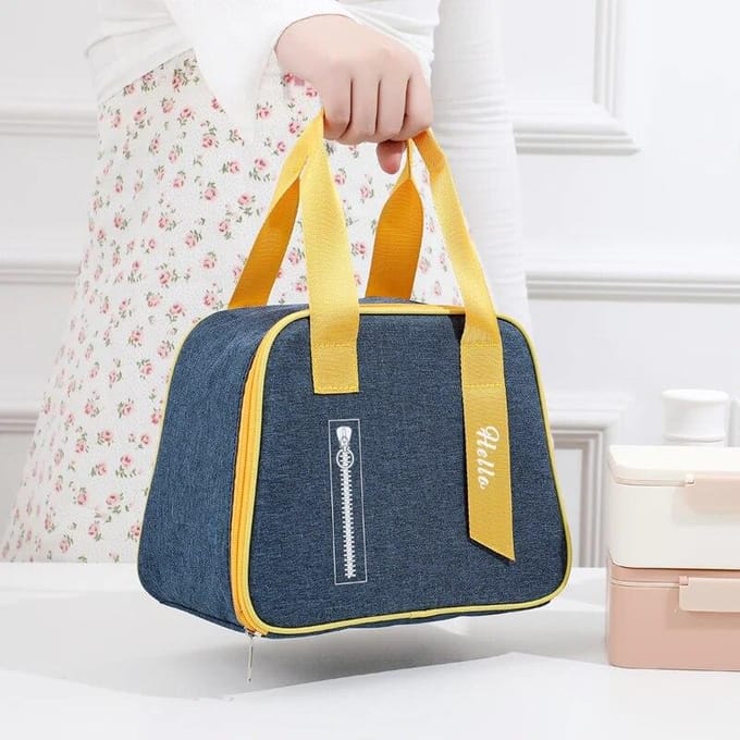 Draagbare lunchtas Lunchbox Geïsoleerde canvas tas School Bento Draagbare dinercontainer Picknickvoedselbewaarzak grijs
