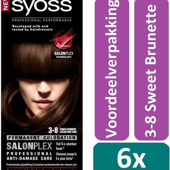 Syoss - Haarverf - 3_8 - Donker Goudbruin - 115ml x 6