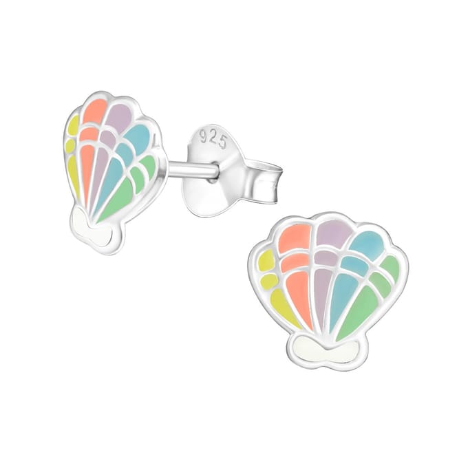 Oorbellen meisje schelp - zilver - pastel