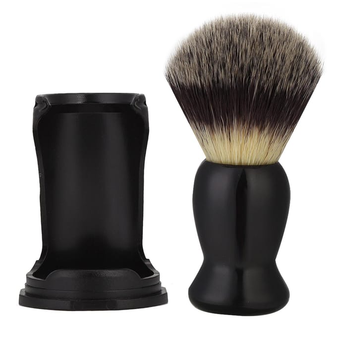 Support de blaireau en acrylique noir pour brosse à barbe (Brosse à barbe + support) black