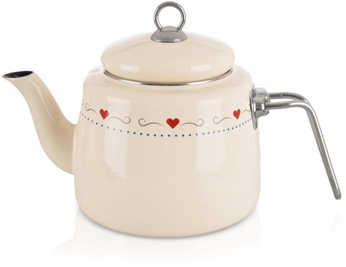 Orion Tonca Serie - Geëmailleerde Waterkoker - 1,6L - Crème - RVS Handgreep