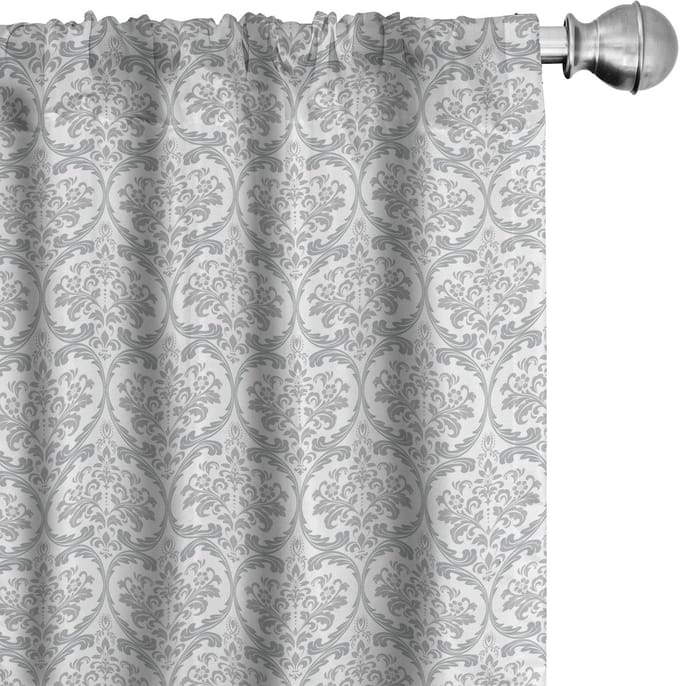 ABAKUHAUS Damast-Grijs Voorhangen – 2x75x225 cm – microvezel, bedrukt