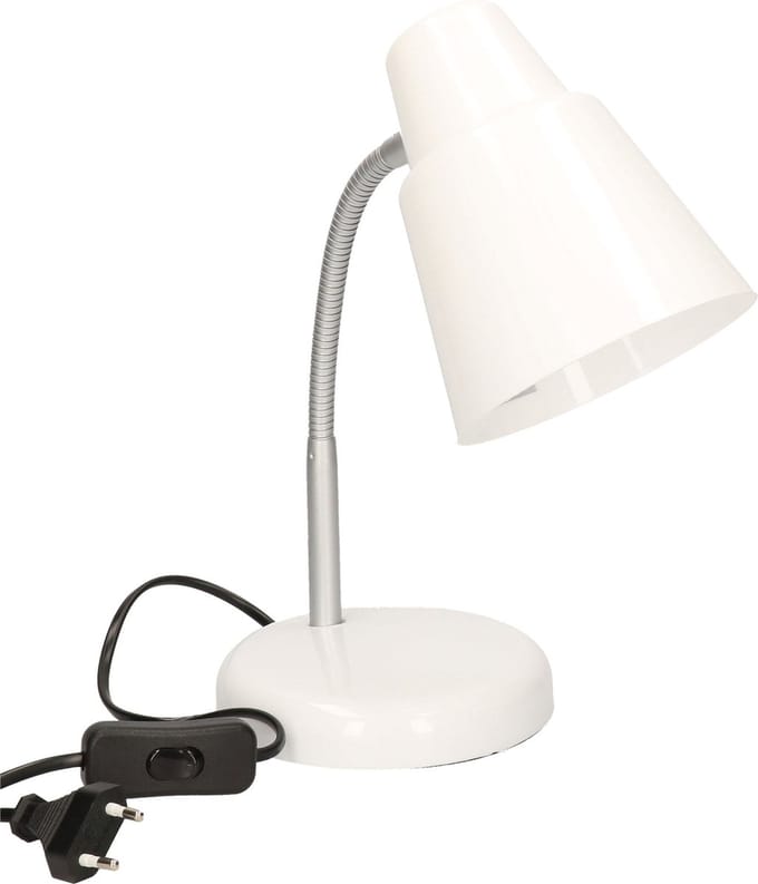 Gerim Bureaulamp - wit - 14 x 34 cm - 40 watt - Buigbare leeslampen/ tafellampen