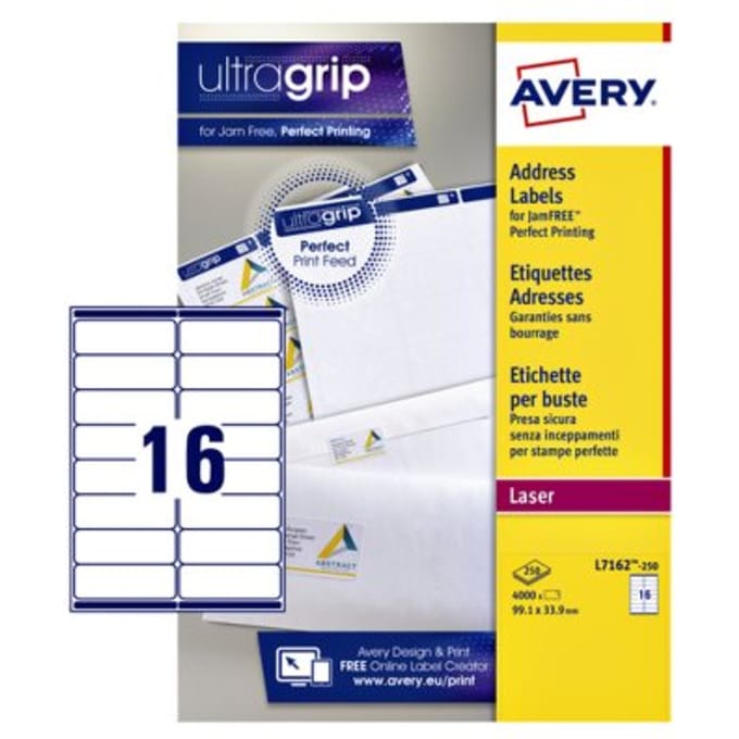 Etiket avery l7162-250 99.1x33.9mm wit 4000 Etiketten