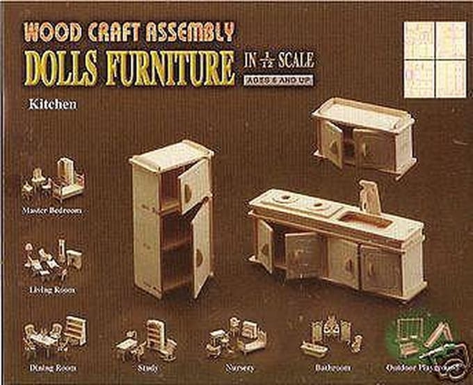 Poppenhuismeubels Keuken- houten bouwpakket