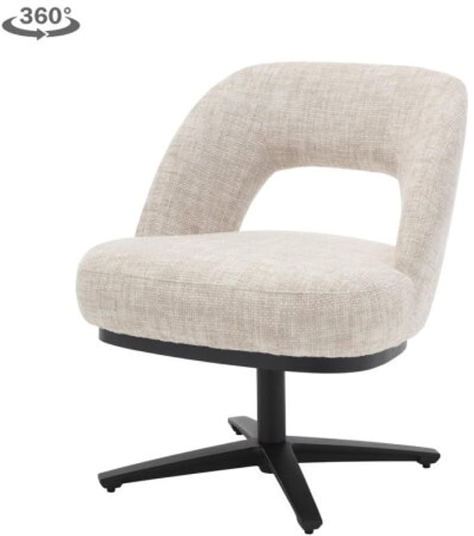 Tower Living Eetkamerstoel Caldes draaibaar Chenille - TED 24 off white