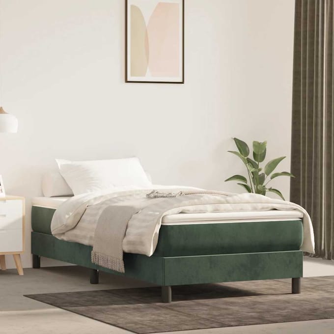 vidaXL - Pocketveringmatras - medium - 80x210x20 - cm - fluweel - donkergroen