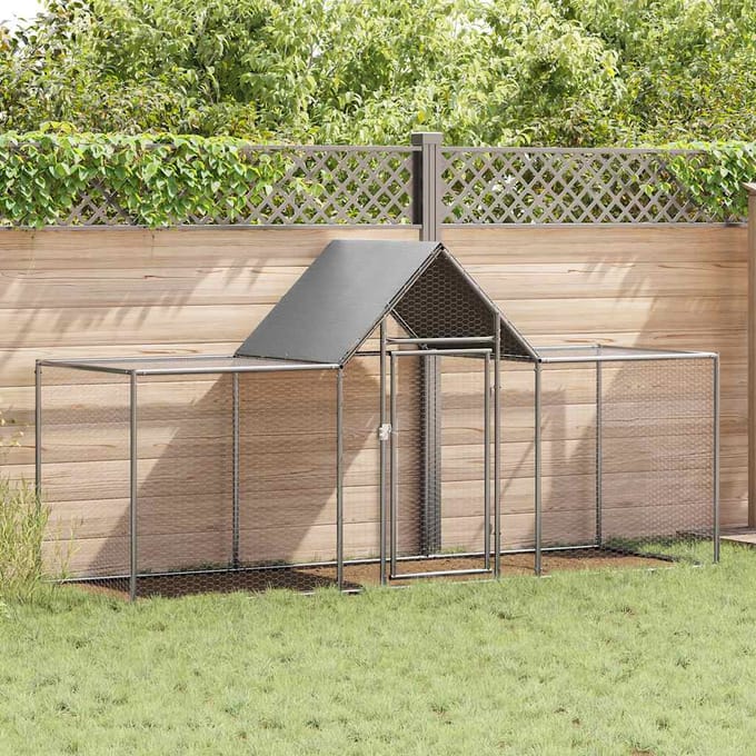 vidaXL - Kippenren - 3x1x1,5 - m - gegalvaniseerd - staal