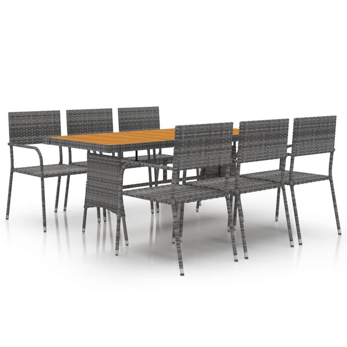 vidaXL - 7-delige - Tuinset - poly - rattan - grijs