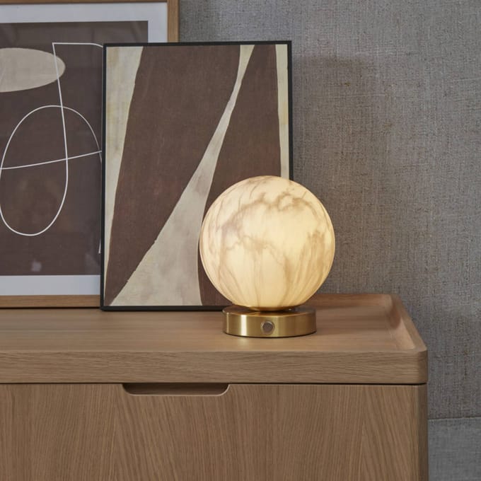 it's about RoMi Tafellamp Carrara - Wit/Goud - Ø16cm - Modern,Luxe