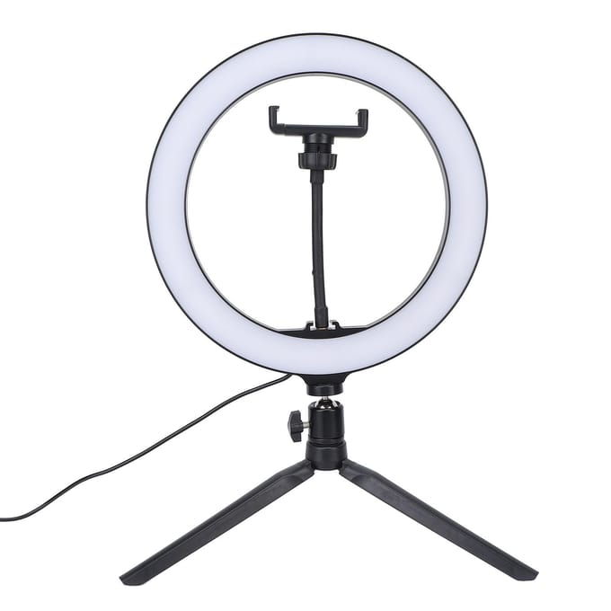 10 Inch Cirkel Invullicht Helder Dimbare LED Mobiele Telefoon Ronde Lamp met Statief voor Livestreamen white