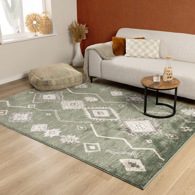 Fraai Berber vloerkleed - Blend Aztec Groen - 200x290cm