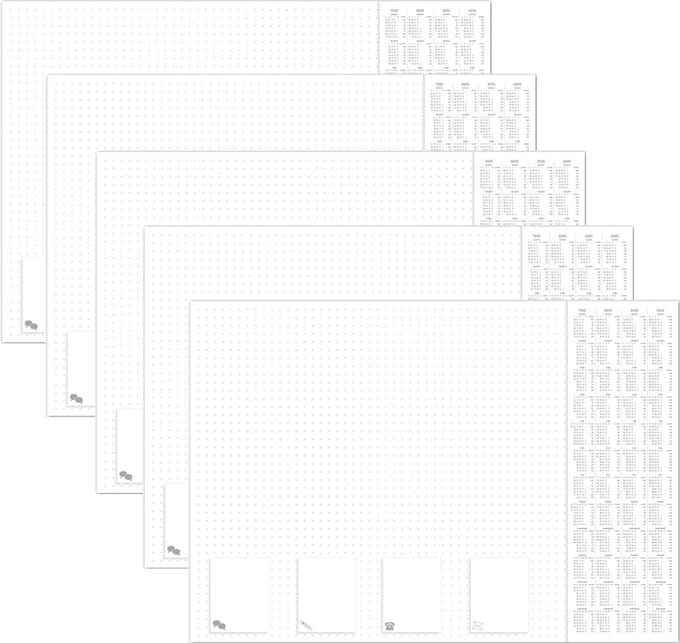 Bureaulegger 600 x 420 mm 5 stuks - Met 4-jaarkalender - Gestippeld
