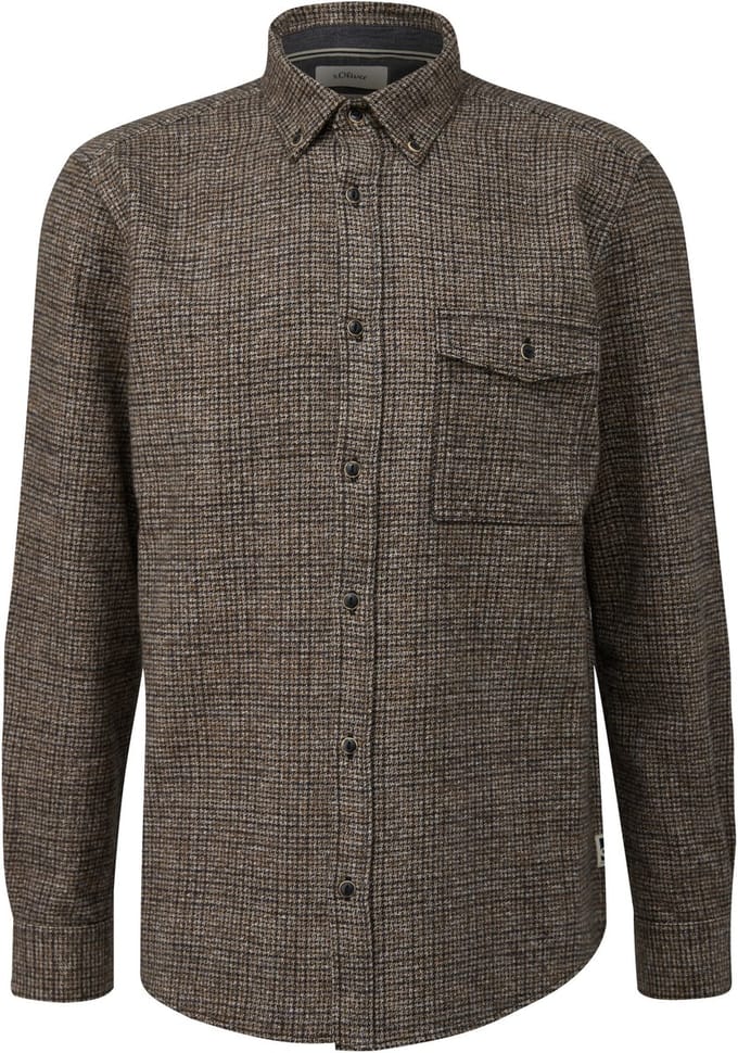 s.Oliver - male - Regular fit: flanellen overhemd met button-down kraag