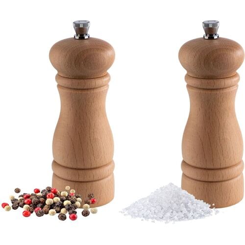 GGM Gastro (6 Stück) Salz- & Pfeffermühlen - ETERNAL - Holz - Höhe: 155mm - Beige