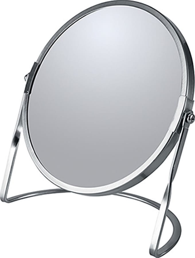 Make-up spiegel Cannes - 5x zoom - metaal - 18 x 20 cm - zilver - dubbelzijdig
