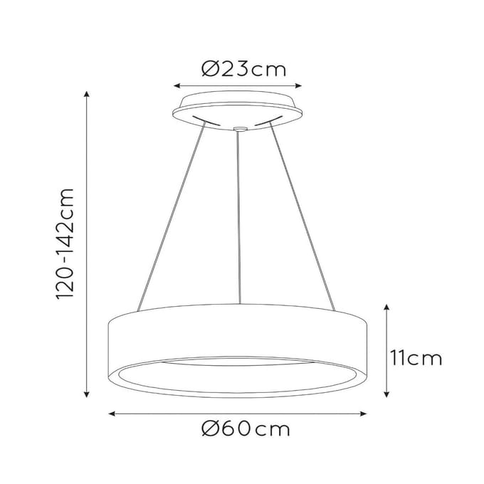 Lucide TALOWE LED - Hanglamp - Ø 60 cm - LED Dimbaar - 1x39W 3000K - Wit