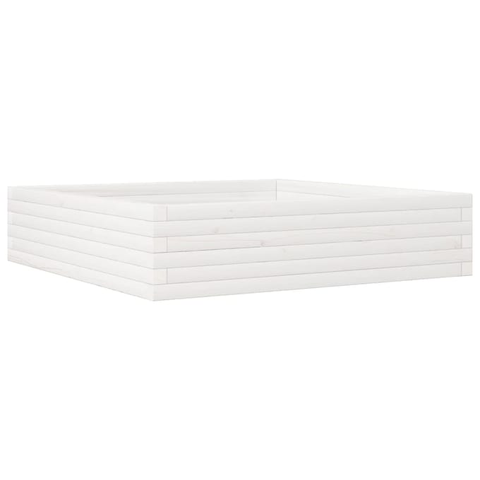 vidaXL - Plantenbak - 100x100x23 - cm - massief - grenenhout - wit