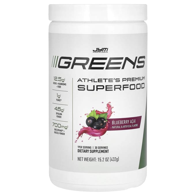 JYM Supplement Science, Greens, Superaliment Premium pour Athlètes, Myrtille Açaï, 15,2 oz (432 g)