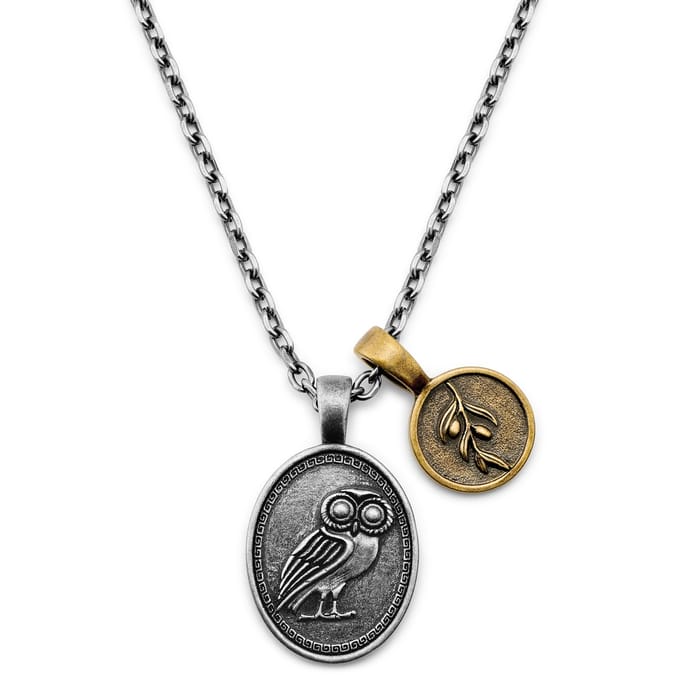 Obelius | Vintage Zilverkleurige 'Uil van Athene' Ketting