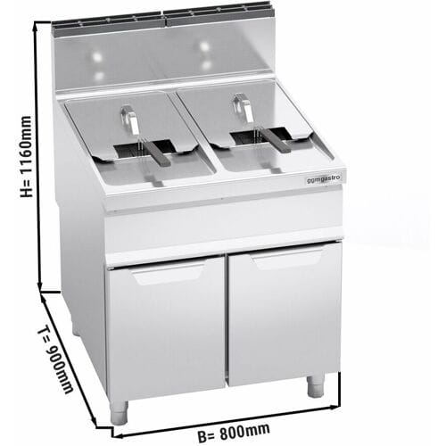 GGM Gastro Gas Doppelfritteuse - 20+20 Liter - 35 kW Zilver