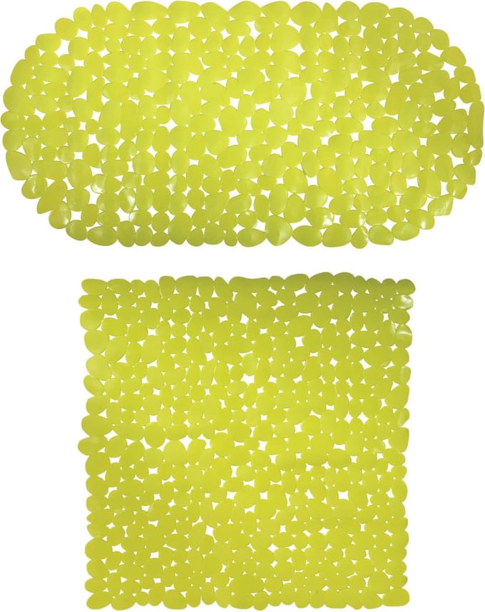 MSV Douche/bad anti-slip matten set badkamer - pvc - 2x stuks - limegroen - 2 formaten