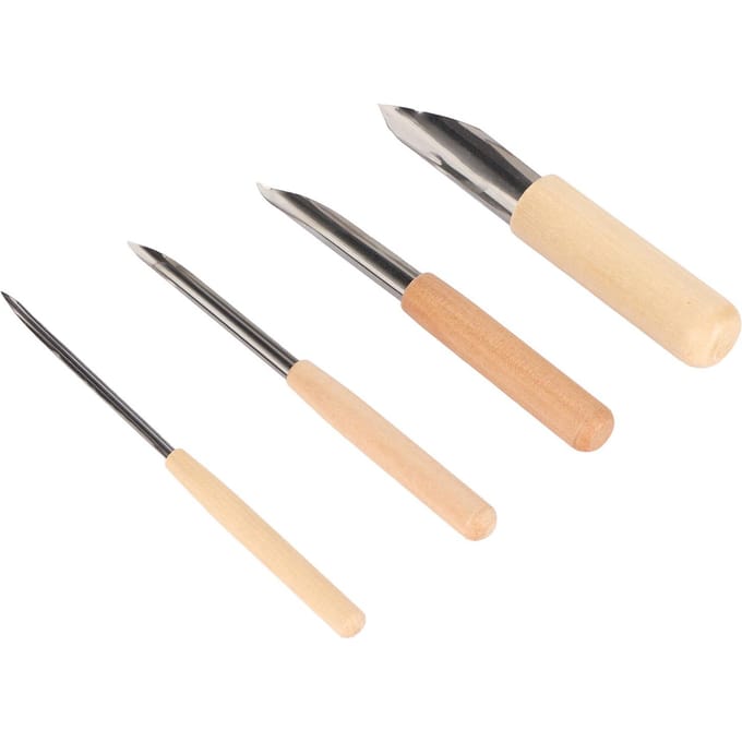 4 stuks Carving Tools Leerrand Afschuiner Gereedschap Set Houten Handvat Afschuiningsmes voor beige