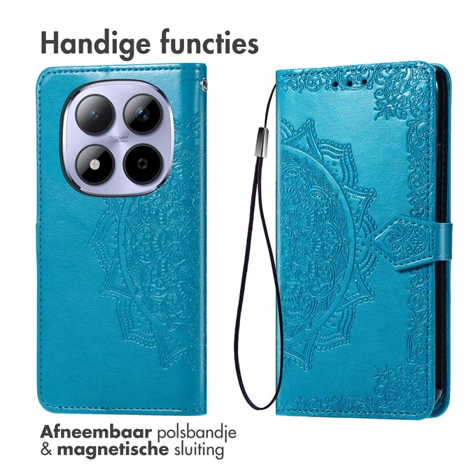 imoshion Hoesje - Geschikt voor Xiaomi Redmi Note 15 Pro Plus (5G) - Mandala Bookcase - Turquoise