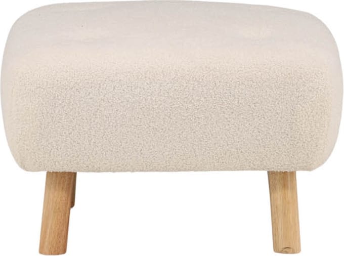 Salina poef, hocker teddystof naturel, wit.