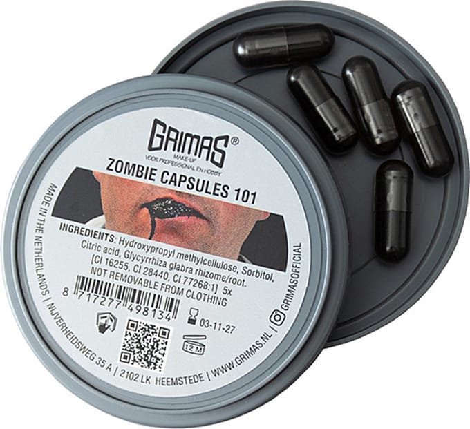 Grimas Zombie capsules zwart 5 stuks