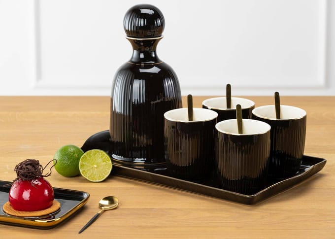 Flore Flore Series - Drankset - Ceramiek - Goudaccent - Stijlvol