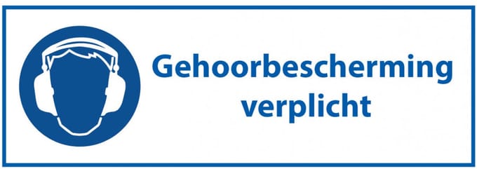 Gehoorbescherming verplicht bord met tekst 200 x 75 mm