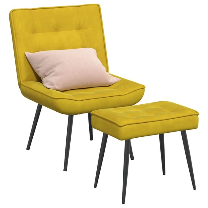 vidaXL - Relaxstoel - met - voetenbank - fluweel - geel