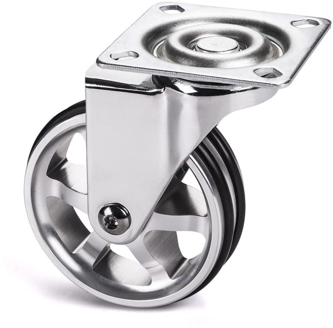 Meubelwiel Bobby Ø 75 mm aluminium wiel zonder rem