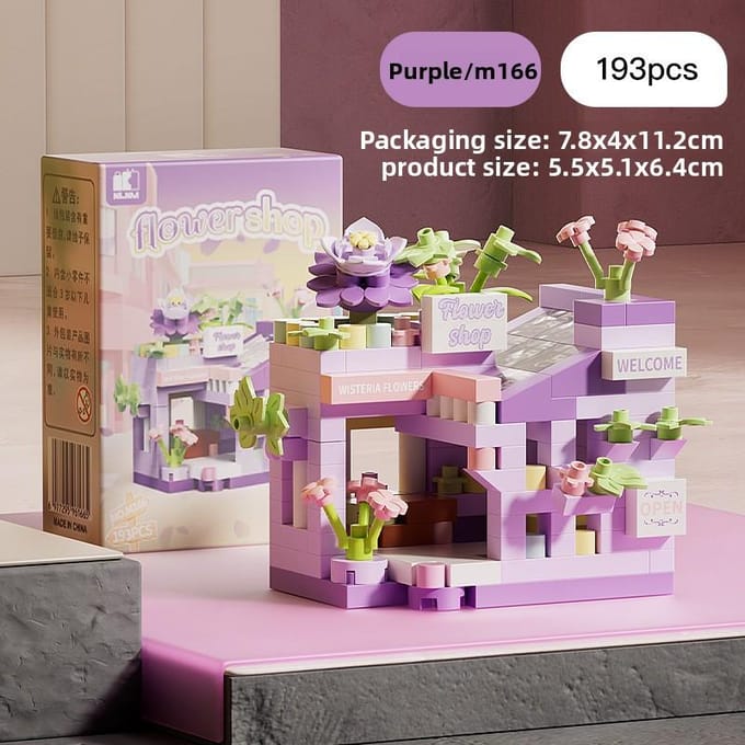 Mini Stad Straatbeeld Bloemenwinkel Eethuis Bouwstenen Set Huisdecoratie Kinderen Educatief Speelgoed Meisjes Assemblage Stenen Model