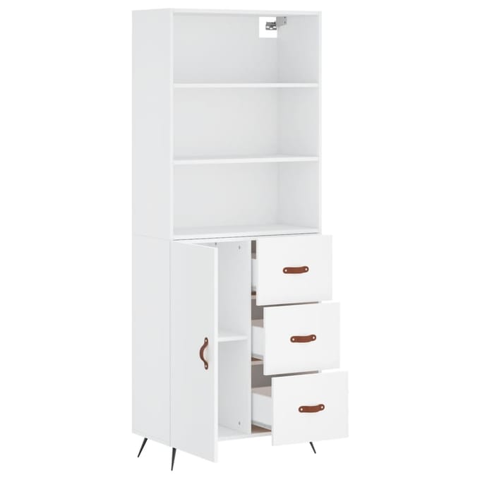 vidaXL - Hoge - kast - 69,5x34x180 - cm - bewerkt - hout - wit