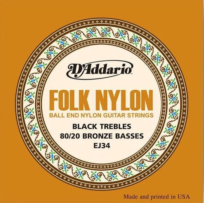 D'Addario EJ34 Folk Nylon 80/20 Bronze Black Nylon Gitaarsnaren