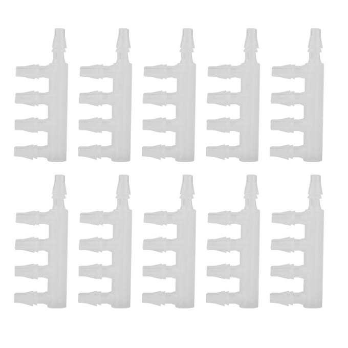10 STUKS Plastic Transparante Aquarium Luchtpomp Vijfweg Slangconnector Vis Tanks Accessoire white