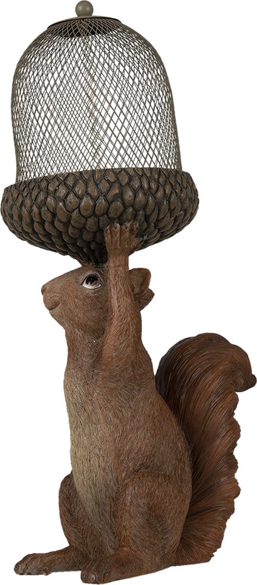 Clayre & Eef Beeld Eekhoorn 23x15x42 cm Bruin Polyresin Eekhoorn Woonaccessoires