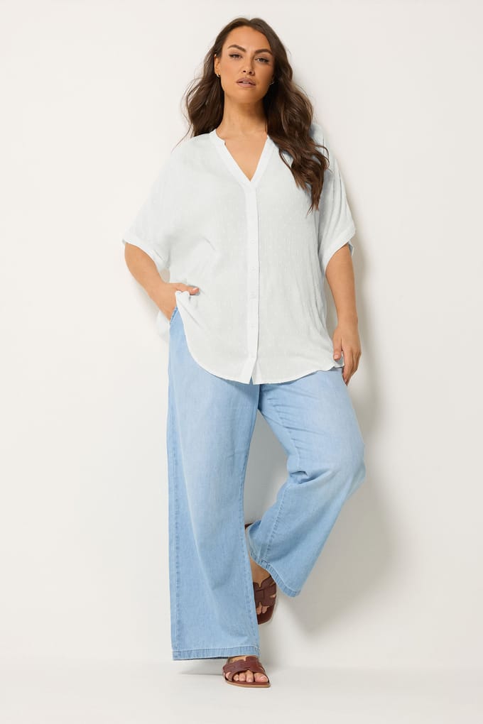 Yours Crèmekleurige Dobby Blouse Met Halsuitsnijding Size 42