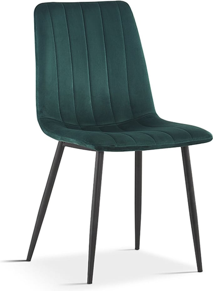 Stoel Nikkie Groen - Velours - Set van 2 - Zithoogte 45 cm - Zitdiepte 40 cm