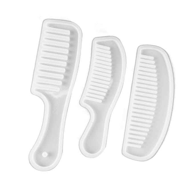 3 pièces Moules en Silicone Peigne Translucide Dents Larges Moules Ensemble pour Coiffure Bricolage white