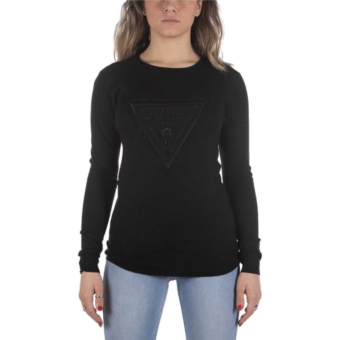 Guess - Maat XS - Eloise RN LS Dames Sweater - Zwart