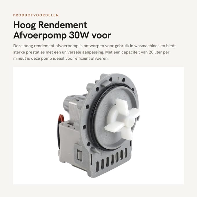 Dailygoods - Hoog Rendement Afvoerpomp 30W voor Wasmachines