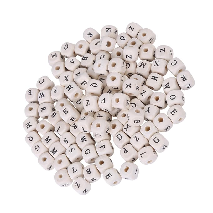 100pcs Mixte Érable Carré Perle Cube Lettre Perles d'Espacement Libres Pour la Fabrication de Bijoux DIY white