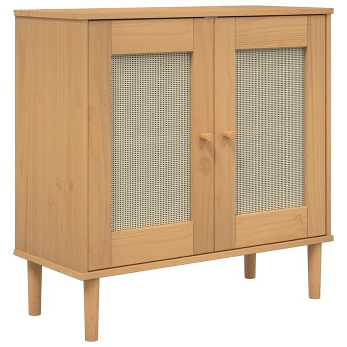 vidaXL - Dressoir - SENJA - 80x35x80 - cm - rattan - look - massief - grenenhout - bruin
